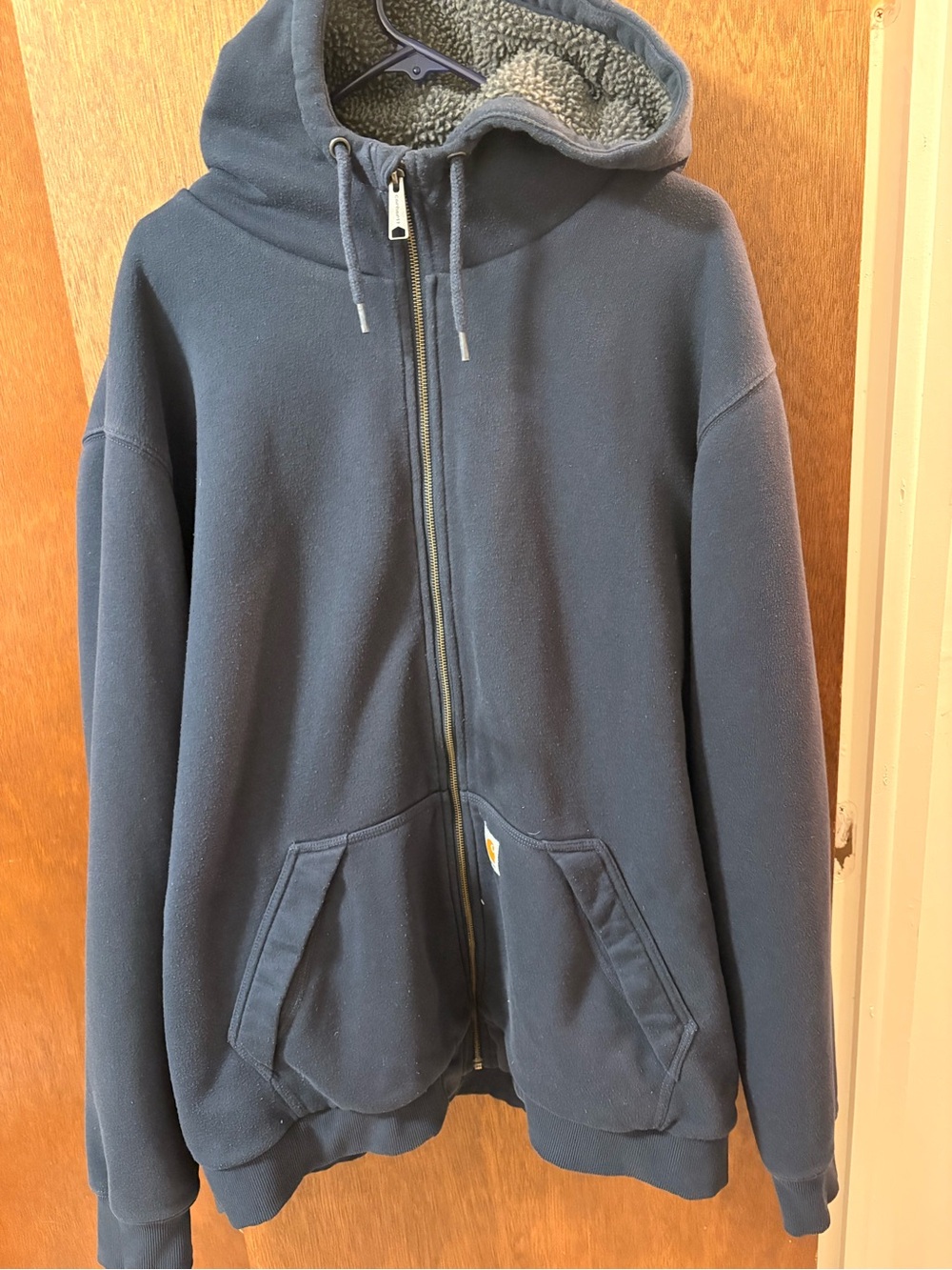 Navy Zip-Up Hooded Jacket with Sherpa Lining (bc20)